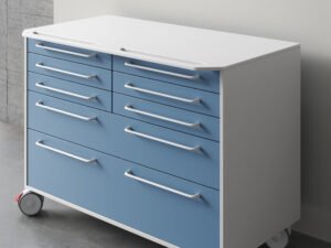 Carrello cassettiera Edarredo E03 bianco e azzurro XL